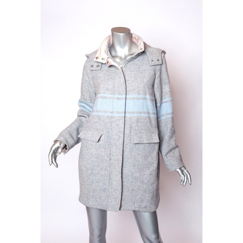 Armani Exchange Gray Wool Hooded Jacket Coat Size S